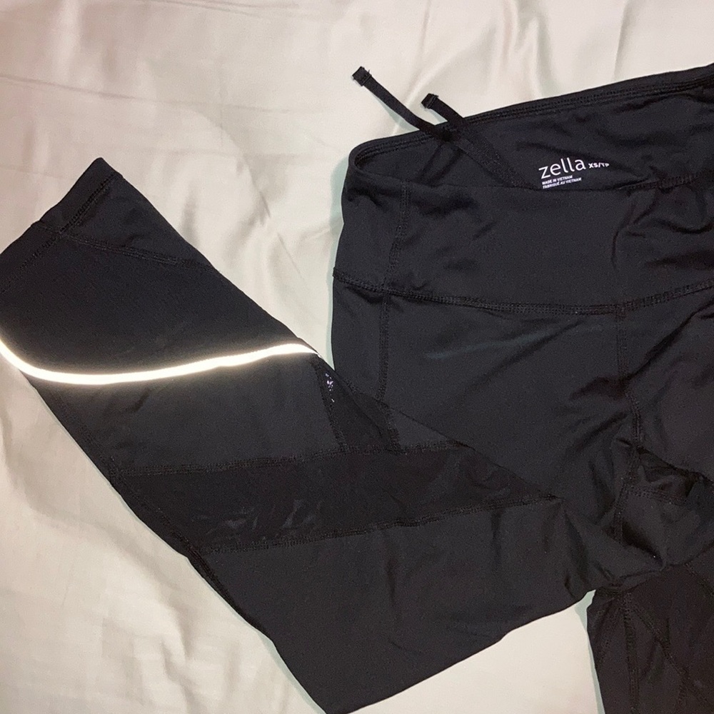 Zella Mid-rise Mesh Capri Leggings w/ Tie Waist